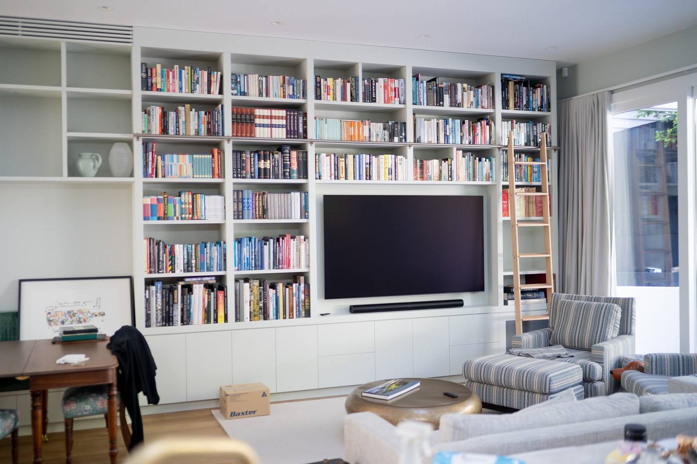 Built-in bookcase and media wall
